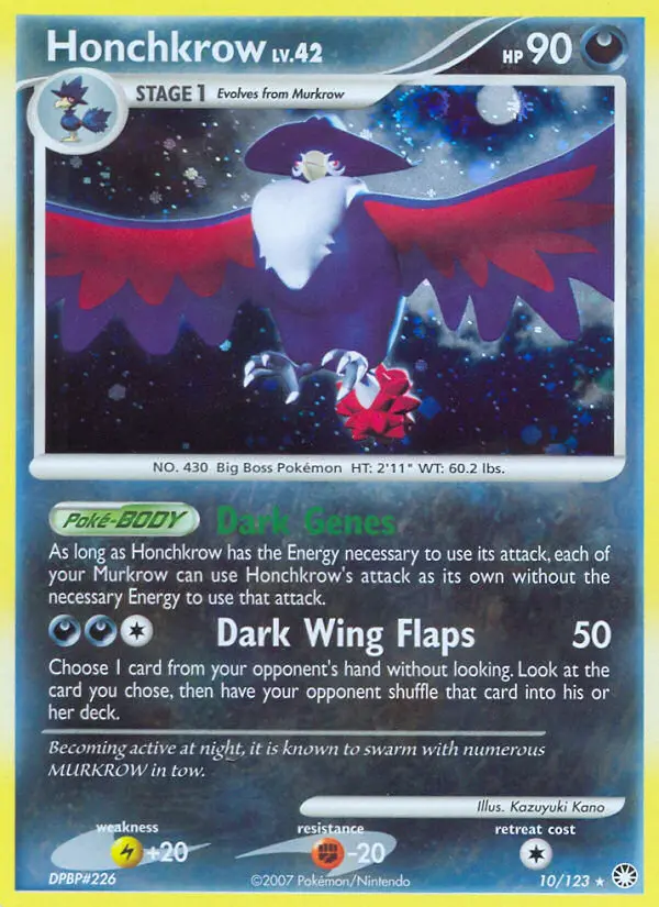 Honchkrow Holo Rare rarity Mysterious Treasures Pokémon card price — $5.65
