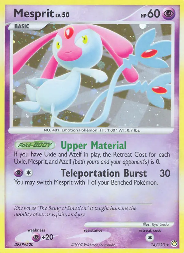 Mesprit Holo Rare rarity Mysterious Treasures Pokémon card price — $15.11