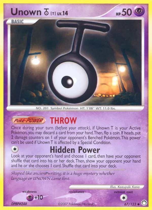 Unown T Uncommon rarity Mysterious Treasures Pokémon card price