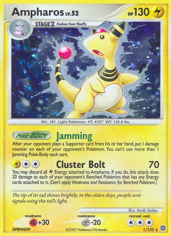 Ampharos Holo Rare rarity Secret Wonders Pokémon card price — $40.07