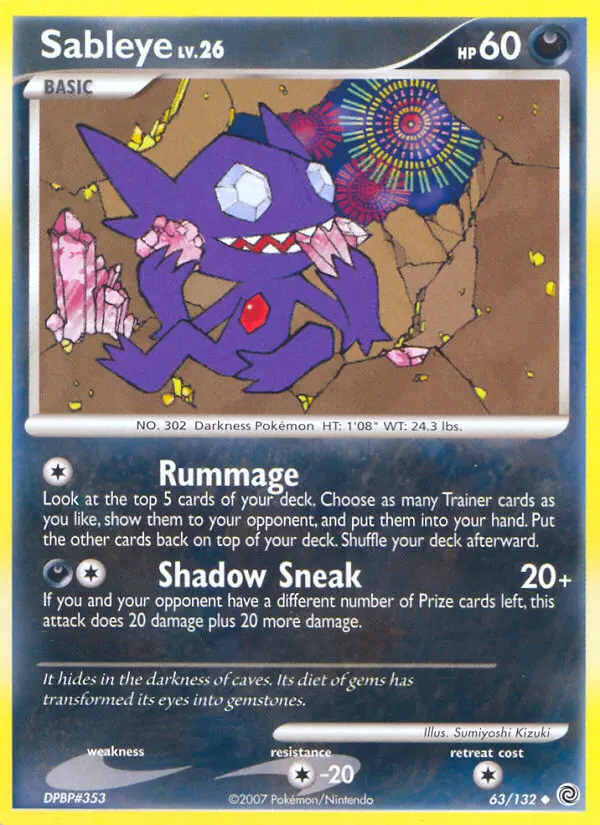 Sableye Uncommon rarity Secret Wonders Pokémon card price — $15.24