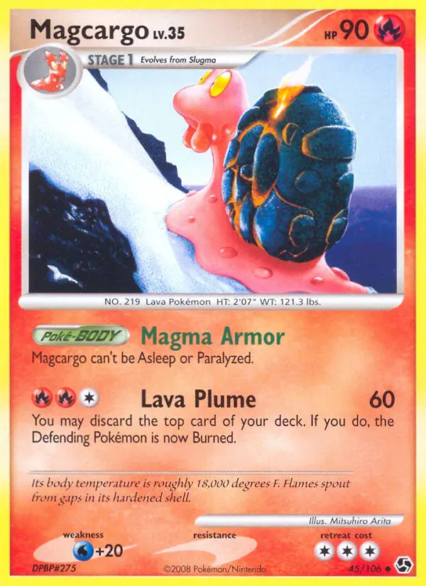 Magcargo Uncommon rarity Great Encounters Pokémon card price — $1.89