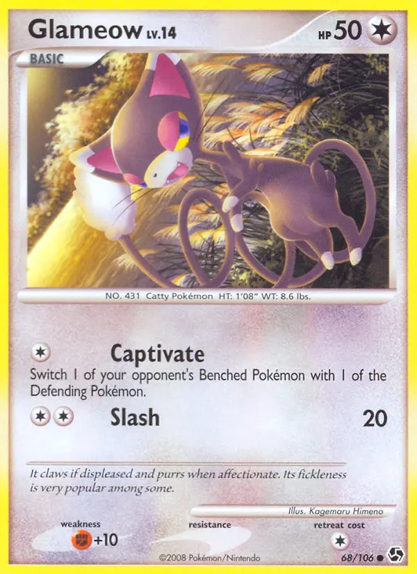 Glameow Common rarity Great Encounters Pokémon card price — $3.04