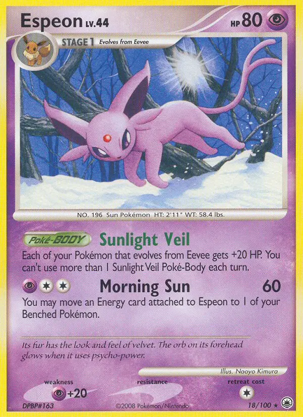 Espeon Rare rarity Majestic Dawn Pokémon card price — $100.00