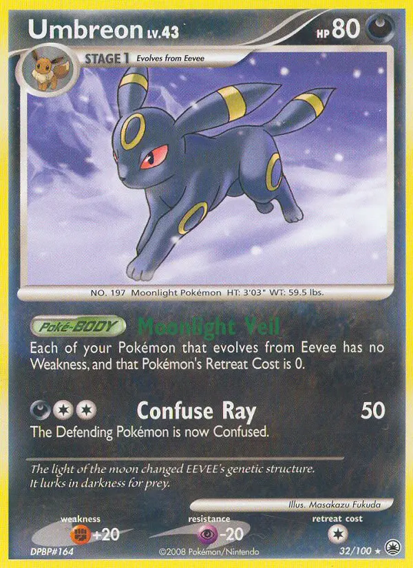 Umbreon Rare rarity Majestic Dawn Pokémon card price — $89.33