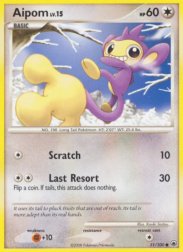 Aipom Common rarity Majestic Dawn Pokémon card price — $6.00