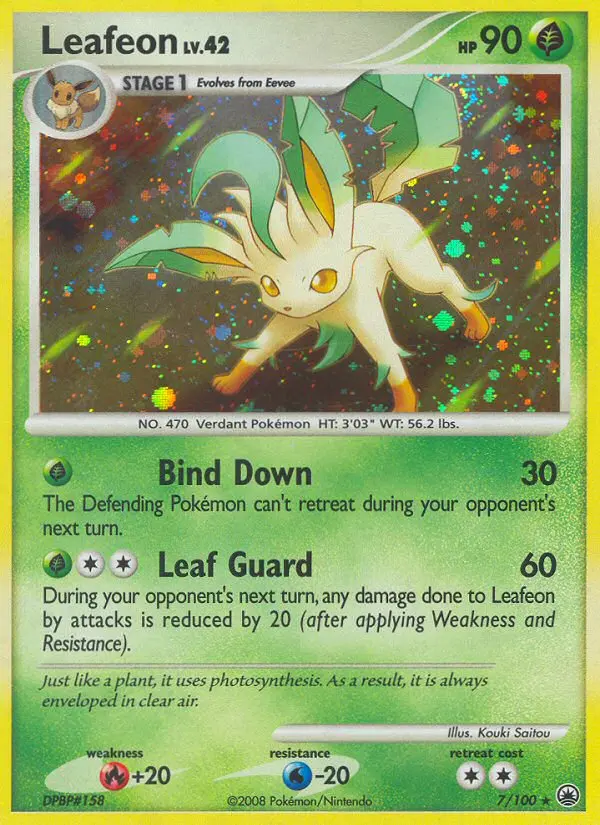 Leafeon Holo Rare rarity Majestic Dawn Pokémon card price — $90.64
