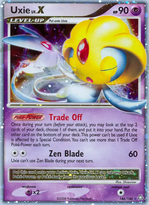Uxie Holo Rare rarity Legends Awakened Pokémon card price — $93.13