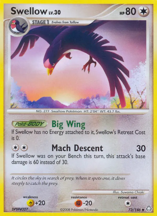 Swellow Uncommon rarity Legends Awakened Pokémon card price — $1.23