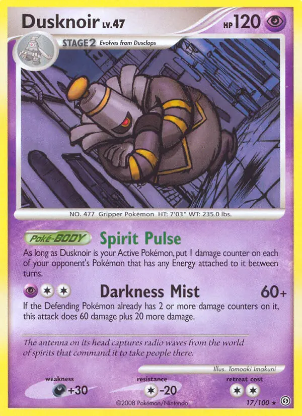 Dusknoir Rare rarity Stormfront Pokémon card price — $3.76