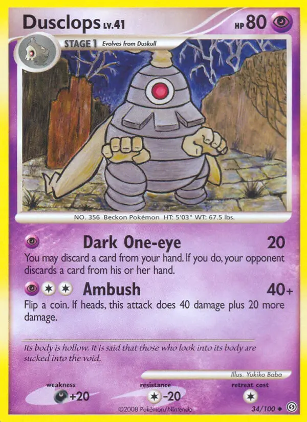 Dusclops Uncommon rarity Stormfront Pokémon card price — $1.35