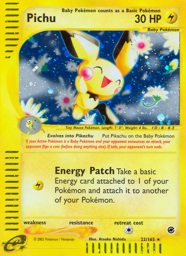 Pichu Rare rarity Expedition Base Set Pokémon card price — $299.99