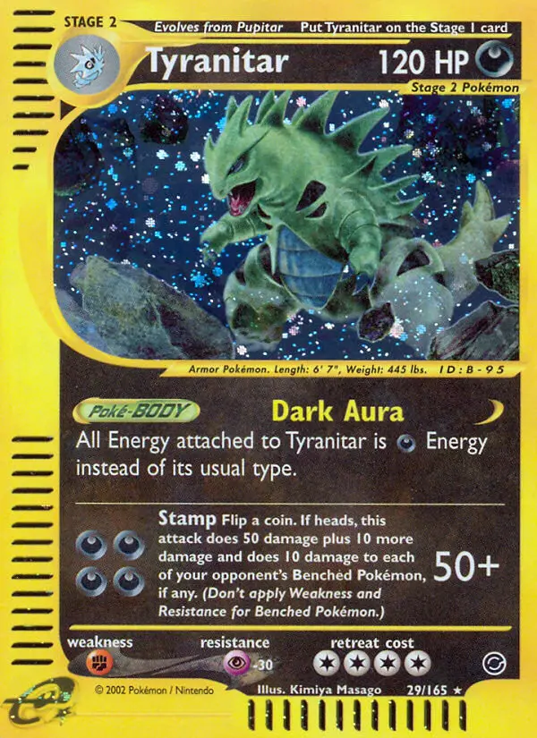 Tyranitar Rare rarity Expedition Base Set Pokémon card price — $327.63