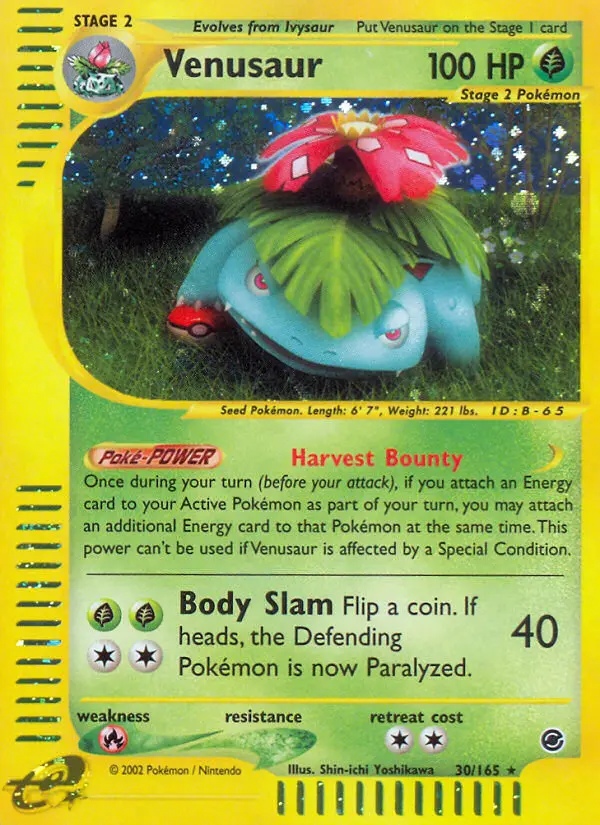Venusaur Rare rarity Expedition Base Set Pokémon card price — $170.59