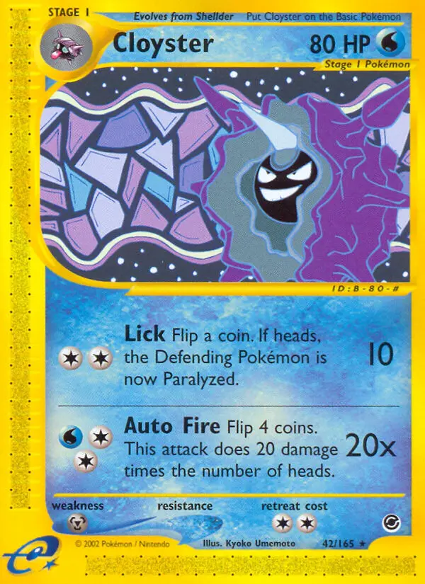 Cloyster Rare rarity Expedition Base Set Pokémon card price — $31.46