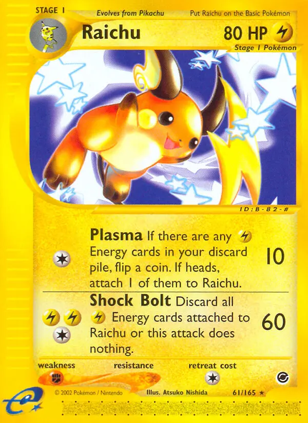 Raichu Rare rarity Expedition Base Set Pokémon card price — $134.66