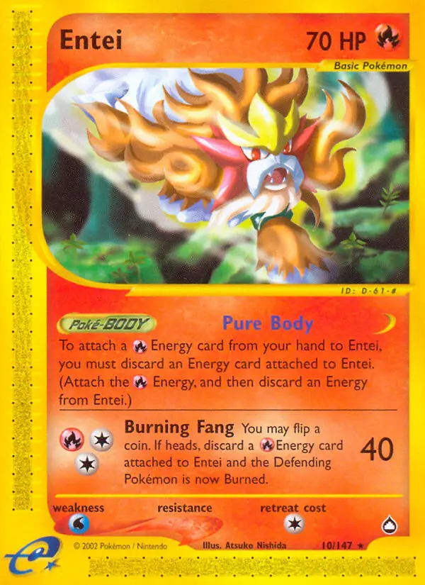 Entei Rare rarity Aquapolis Pokémon card price — $96.10