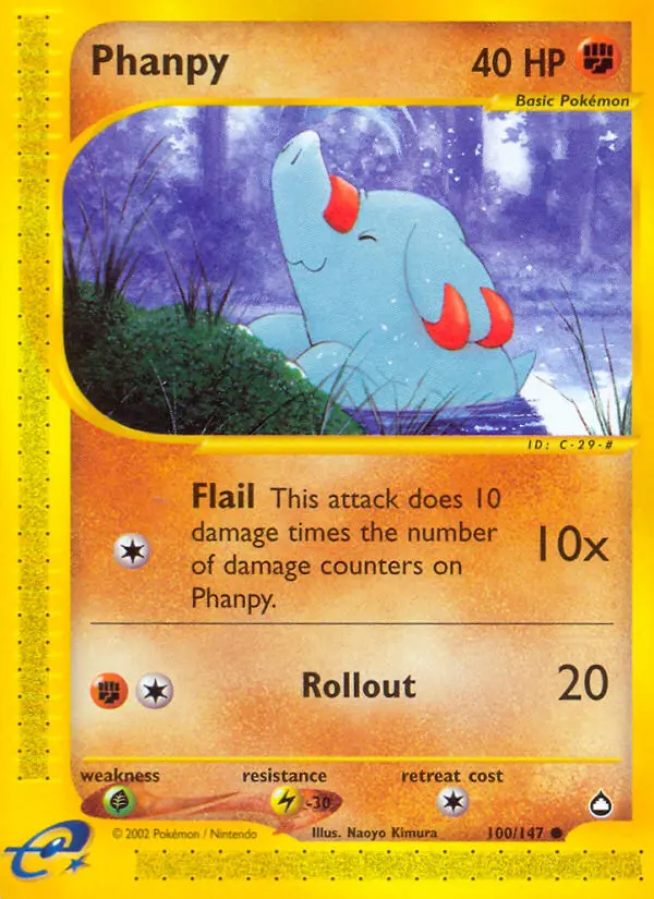 Phanpy Common rarity Aquapolis Pokémon card price — $50.03