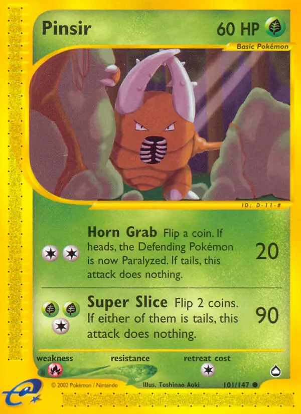 Pinsir Common rarity Aquapolis Pokémon card price — $50.18
