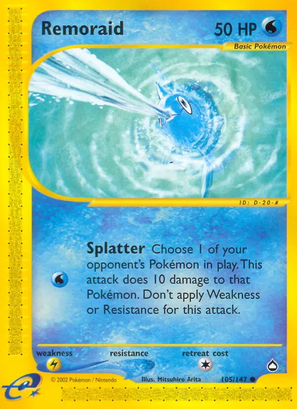 Remoraid Common rarity Aquapolis Pokémon card price — $23.53