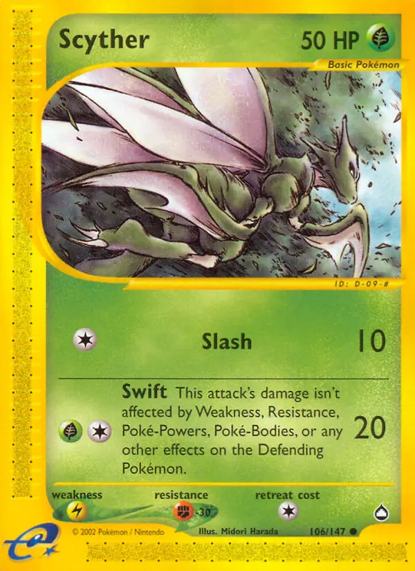 Scyther Common rarity Aquapolis Pokémon card price — $199.99