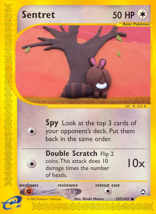 Sentret Common rarity Aquapolis Pokémon card price — $38.31