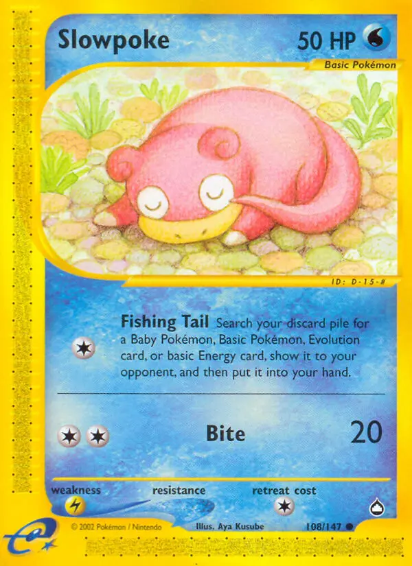 Slowpoke Common rarity Aquapolis Pokémon card price — $100.00