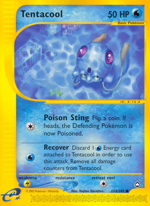 Tentacool Common rarity Aquapolis Pokémon card price — $26.83