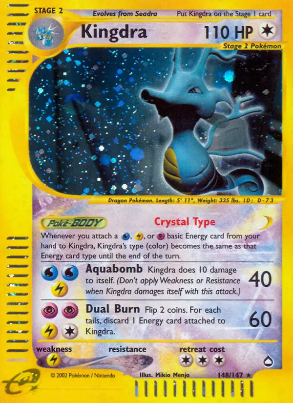 Kingdra Secret Rare rarity Aquapolis Pokémon card price — $599.99