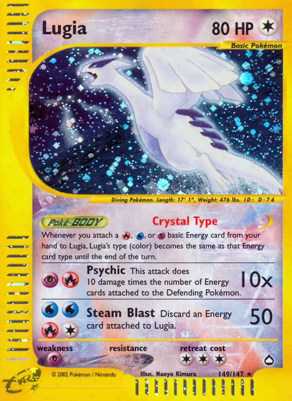 Lugia Secret Rare rarity Aquapolis Pokémon card price — $999.95