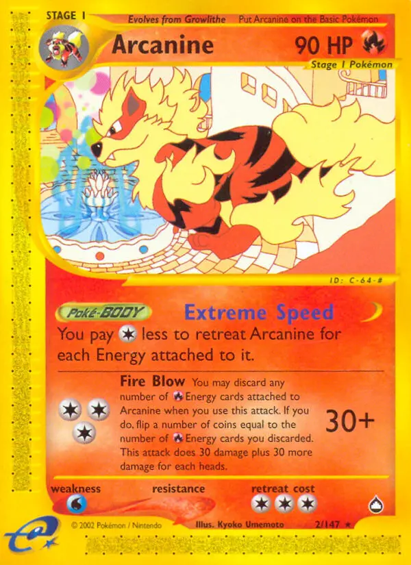 Arcanine Rare rarity Aquapolis Pokémon card price — $145.49