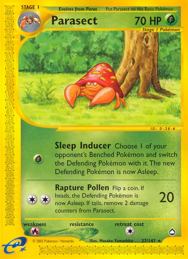 Parasect Rare rarity Aquapolis Pokémon card price — $38.04