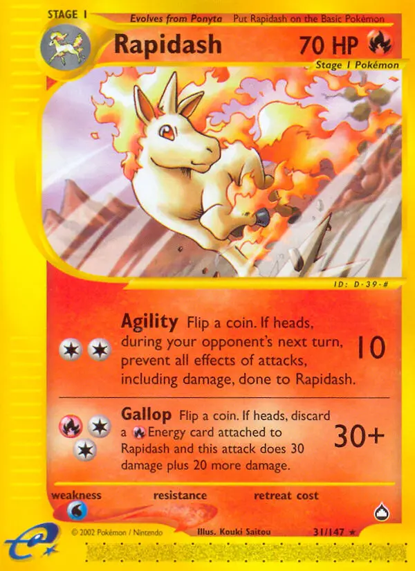 Rapidash Rare rarity Aquapolis Pokémon card price — $34.24