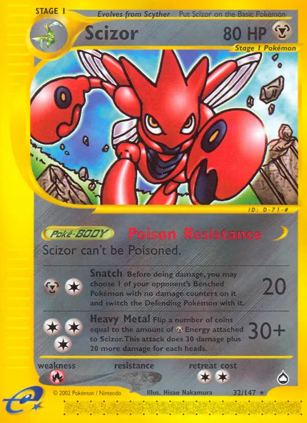 Scizor Rare rarity Aquapolis Pokémon card price — $79.97