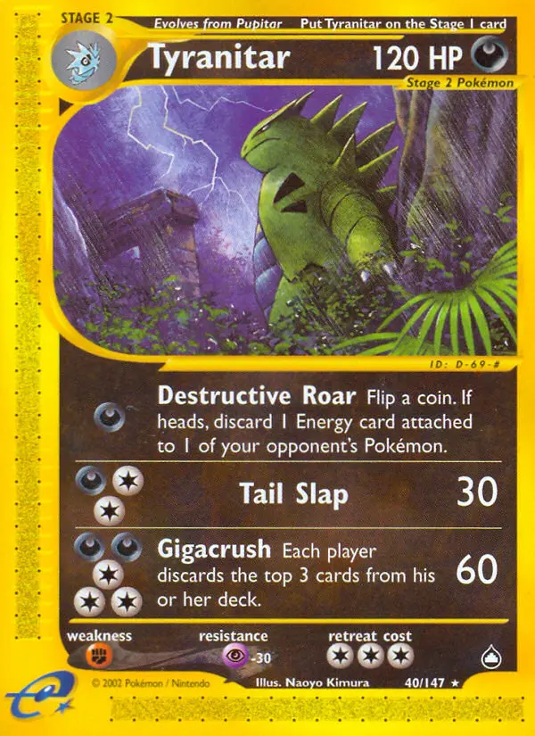 Tyranitar Rare rarity Aquapolis Pokémon card price — $250.00