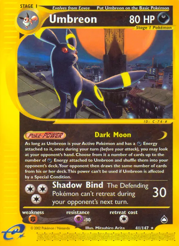 Umbreon Rare rarity Aquapolis Pokémon card price — $350.00