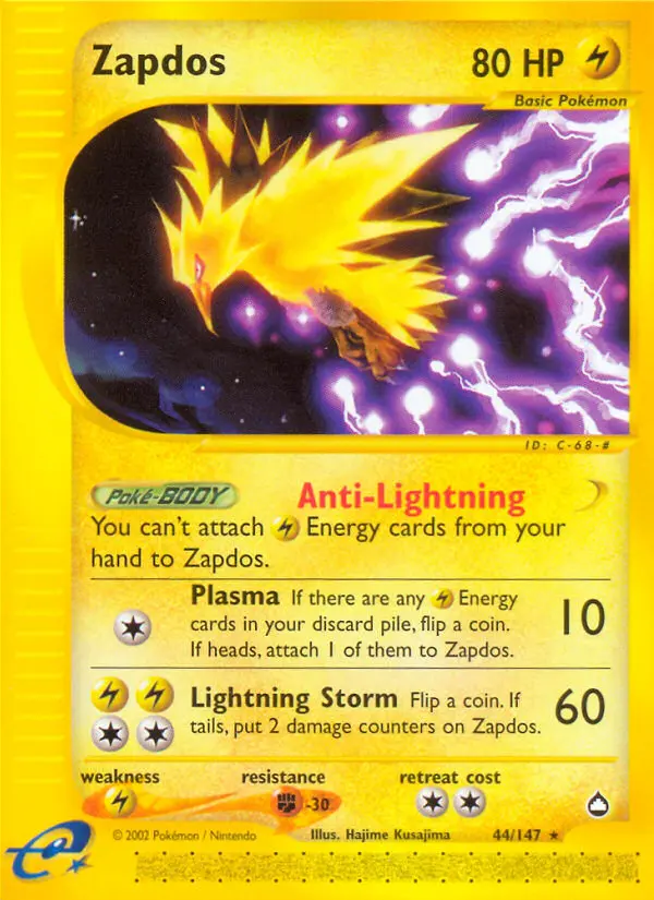 Zapdos Rare rarity Aquapolis Pokémon card price — $59.55