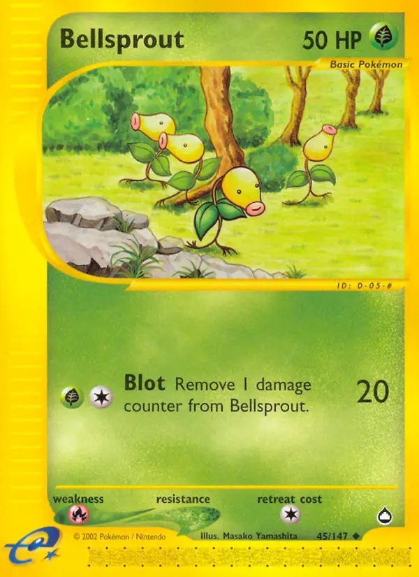 Bellsprout Uncommon rarity Aquapolis Pokémon card price — $43.66