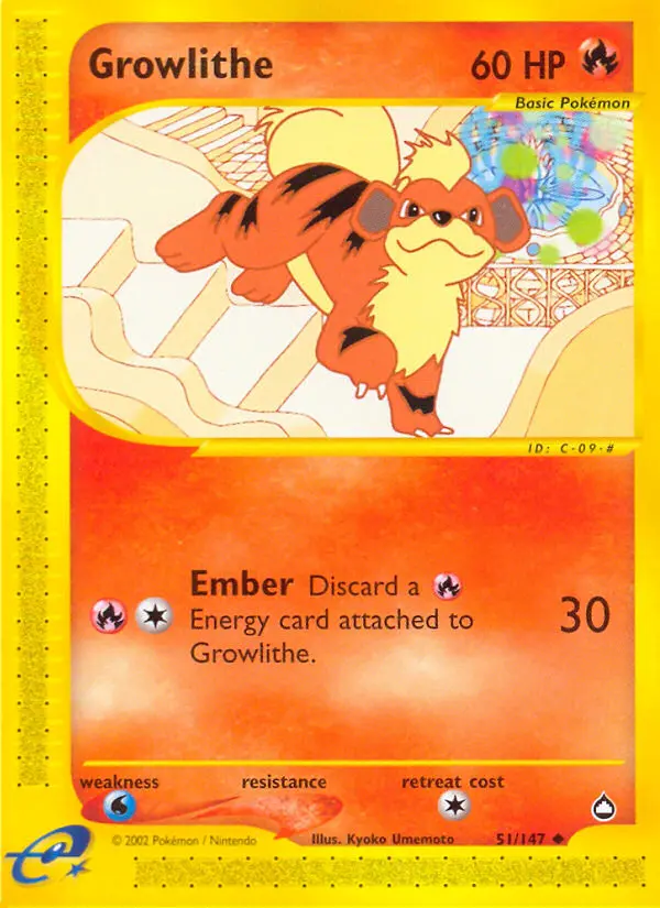 Growlithe Uncommon rarity Aquapolis Pokémon card price — $84.13