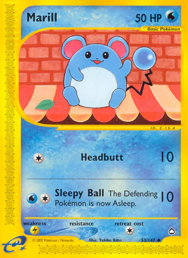 Marill Uncommon rarity Aquapolis Pokémon card price — $35.02
