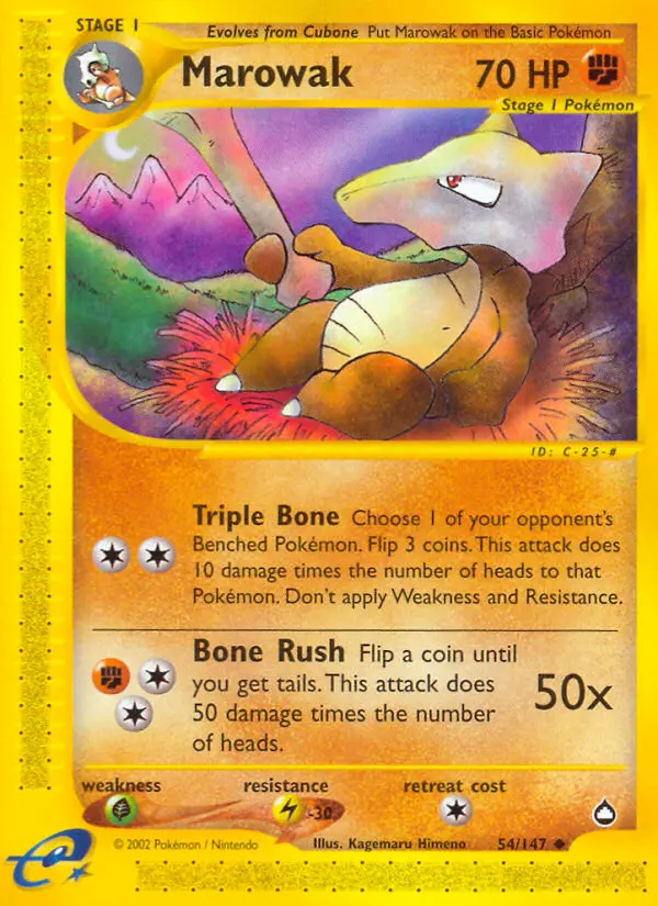 Marowak Uncommon rarity Aquapolis Pokémon card price — $38.75