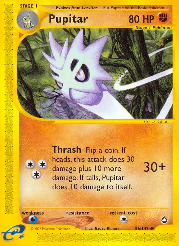 Pupitar Uncommon rarity Aquapolis Pokémon card price — $31.38