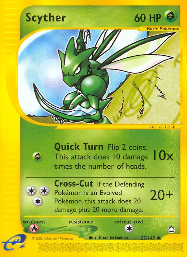 Scyther Uncommon rarity Aquapolis Pokémon card price — $42.04