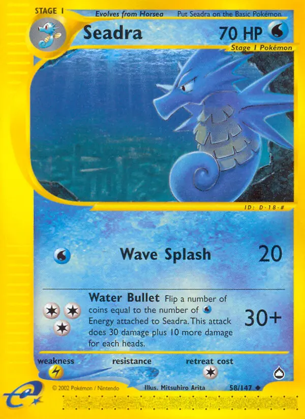 Seadra Uncommon rarity Aquapolis Pokémon card price — $35.00