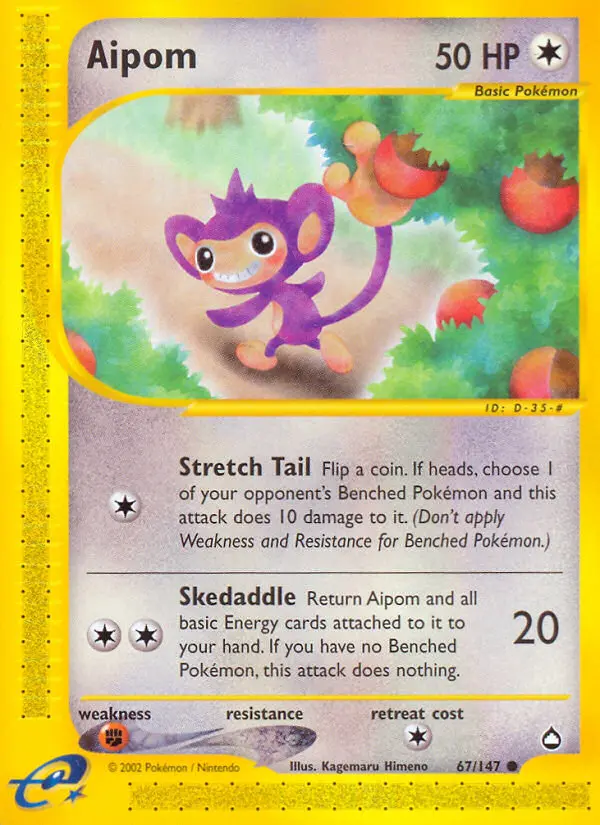 Aipom Common rarity Aquapolis Pokémon card price — $35.00
