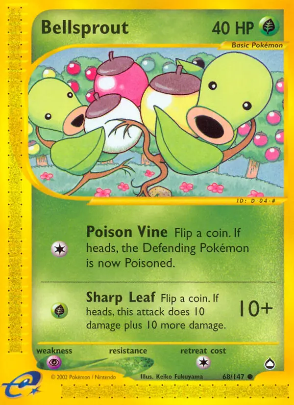 Bellsprout Common rarity Aquapolis Pokémon card price — $99.99