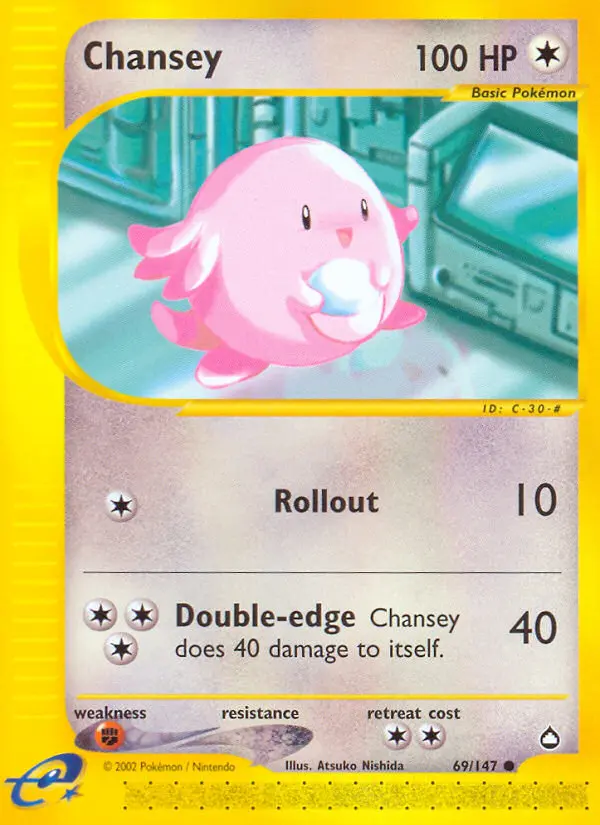 Chansey Common rarity Aquapolis Pokémon card price — $47.41