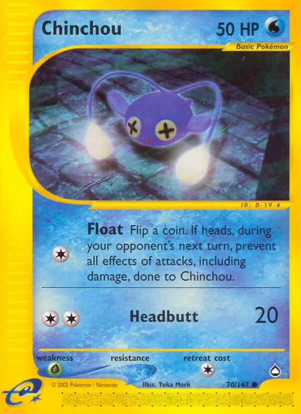 Chinchou Common rarity Aquapolis Pokémon card price — $29.59