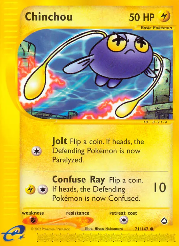 Chinchou Common rarity Aquapolis Pokémon card price — $30.00