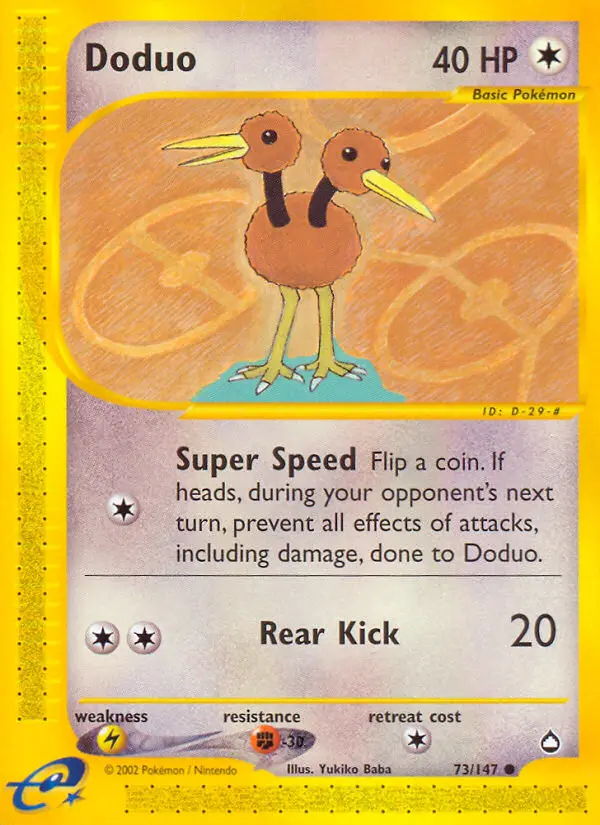 Doduo Common rarity Aquapolis Pokémon card price — $19.09